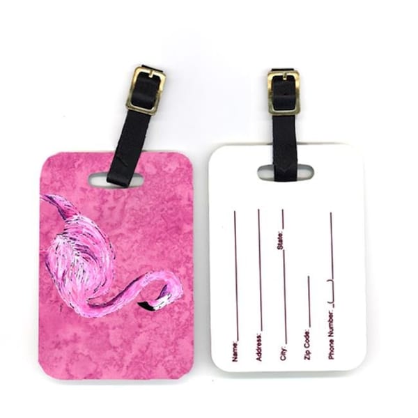 Carolines Treasures Carolines Treasures 8875BT 4 x 2.75 in. Pair of Flamingo on Pink Luggage Tag 8875BT - main